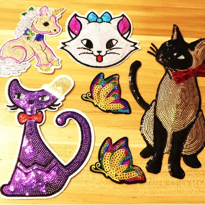 Écussons à paillettes de dessin animé pour vêtements, autocollants de bricolage, applique sur les vêtements, patch animal Nairobi Orn, gril