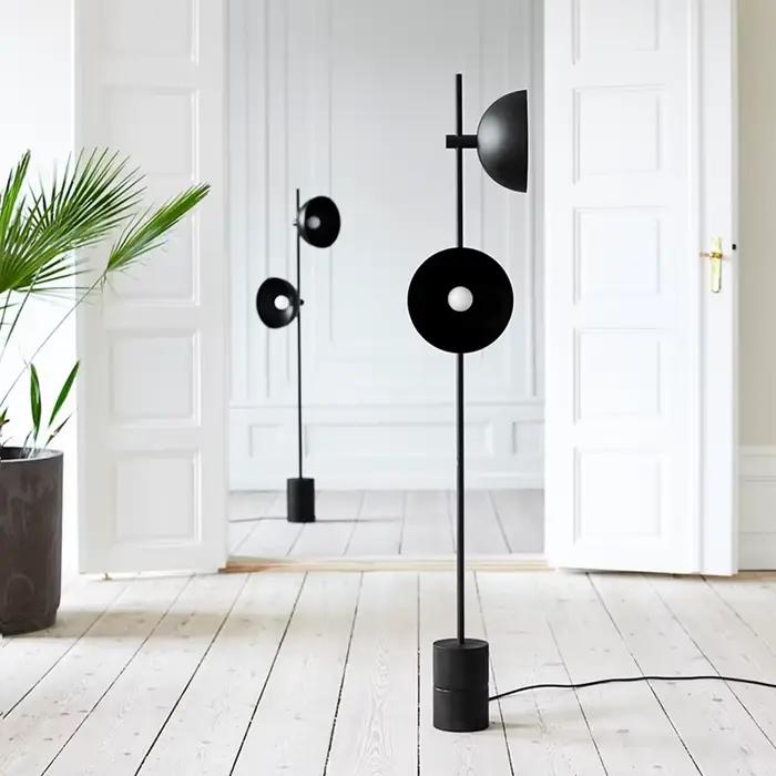 Bilde-Lampadaire Nordique Double Lumière, Lampadaire Noir, Design Simple, Bureau, Maison, Salon, Par conséquent
