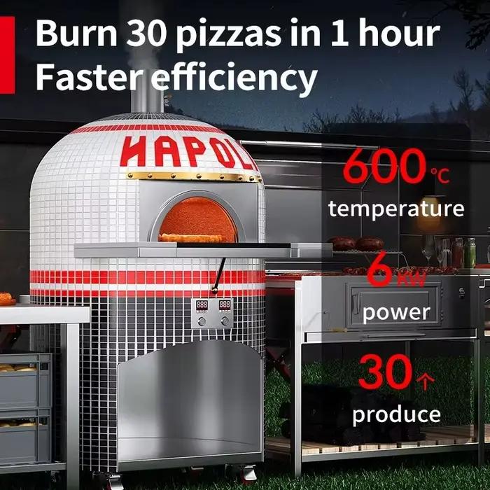 Four à pizza professionnel au gaz pour restaurant, dôme extérieur, au charbon de bois, à bois, en pierre, robuste, industriel, commercial, pour la cuisson