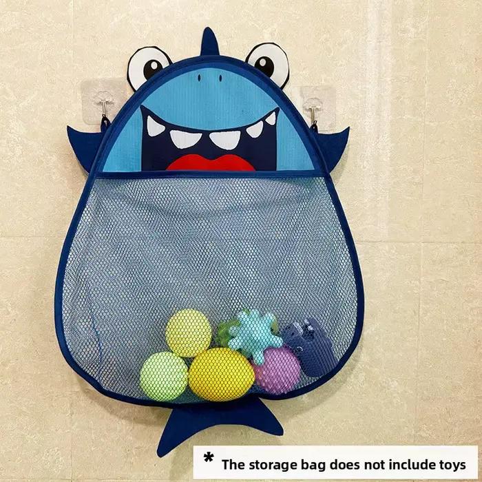 Sac de rangement et de drainage en filet pour salle de bain et cuisine, avec ventouse, motif canard de dessin animé, pour enfants et bébés