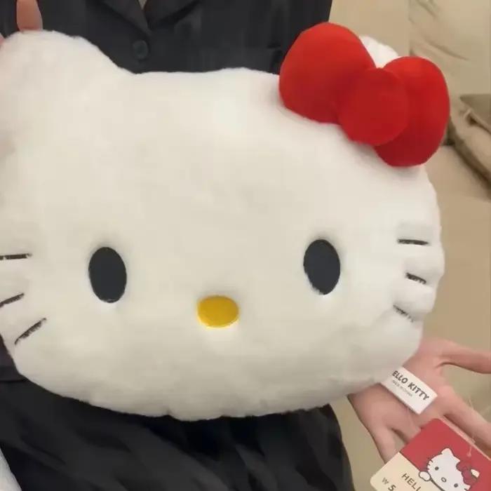 Peluche Anime Hello Kitty, Coussin Mignon en Forme de Tête de Dessin Animé, Coussin Kawaii pour Canapé, Chevet, Voiture, Sieste, Décoration de Chambre