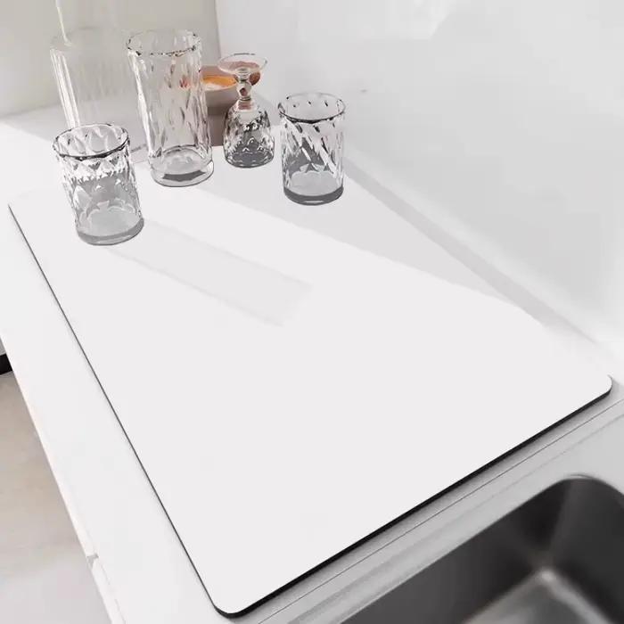 Tapis absorbant pour comptoir de cuisine, pour Bar, tasse, bol, tapis de séchage, comptoir de thé, évier de lavage, boue de diatomée, tapis de vidange isolant