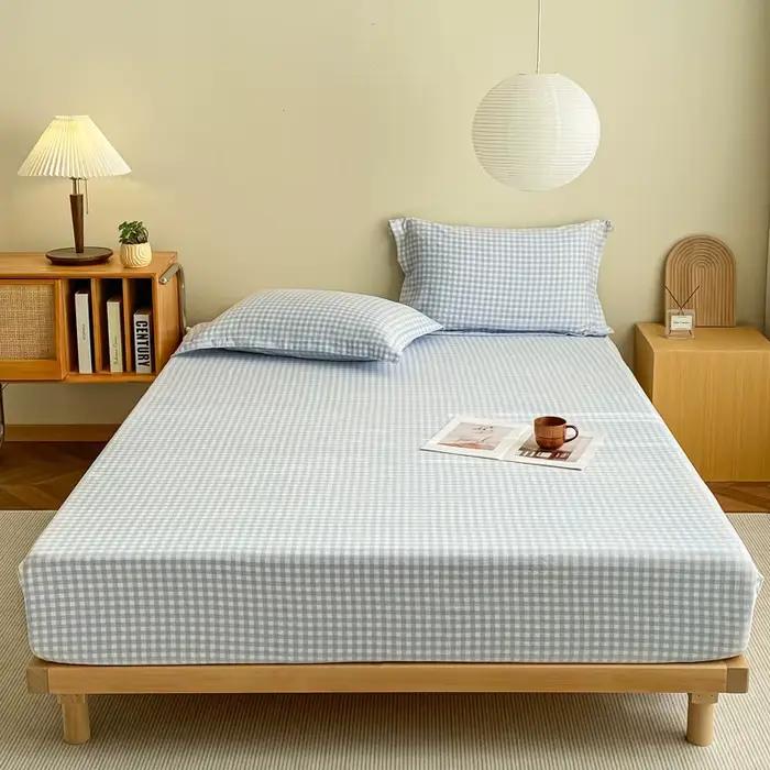 Nouveau drap-housse pré-lavé 1 pièce-Design à carreaux classique