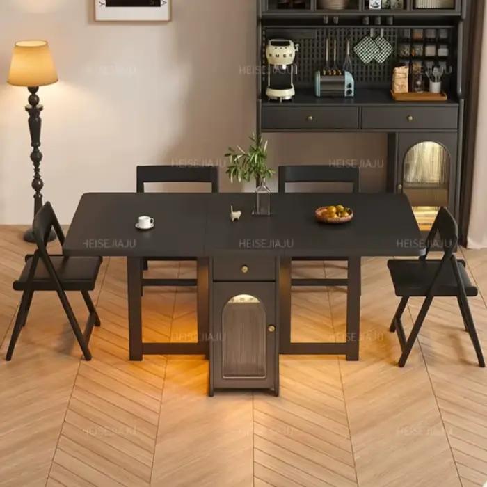Table de salle à manger italienne de luxe, extensible, moderne, avec 6 chaises, table pliable vintage en bois, meubles de cuisine
