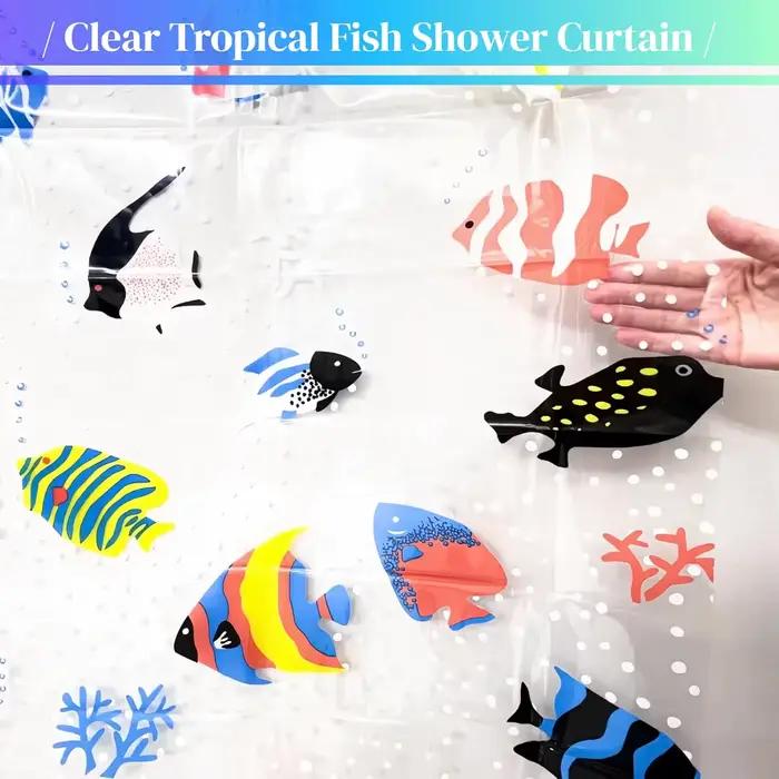 Rideau de douche à motif de poissons tropicaux