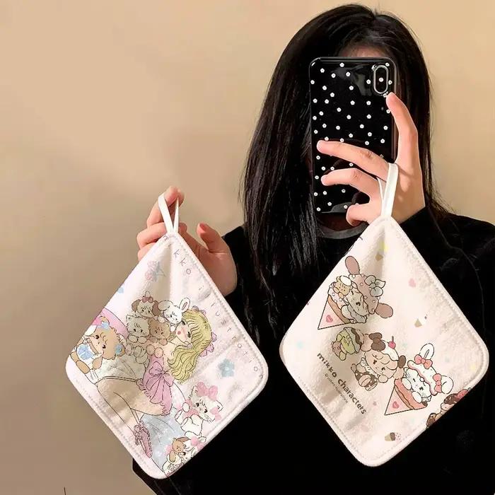 Serviette de cuisine suspendue en coton polyester avec illustrations de chat kawaii Mikko