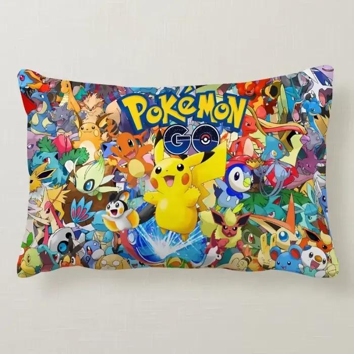 Juste de coussin en peluche Pokemon Pikachu, taie d'oreiller, décoration rectangulaire, housse de coussin Anime, voiture pour chambre à coucher, cadeaux de décoration, 60x40cm