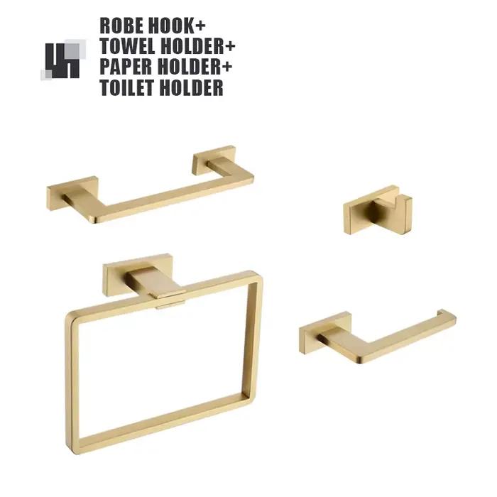 Ensemble d'accessoires de salle de bain de haute qualité : Porte-brosse WC, Porte-papier toilette, Porte-serviettes, Porte-savon, Crochets et Fixations
