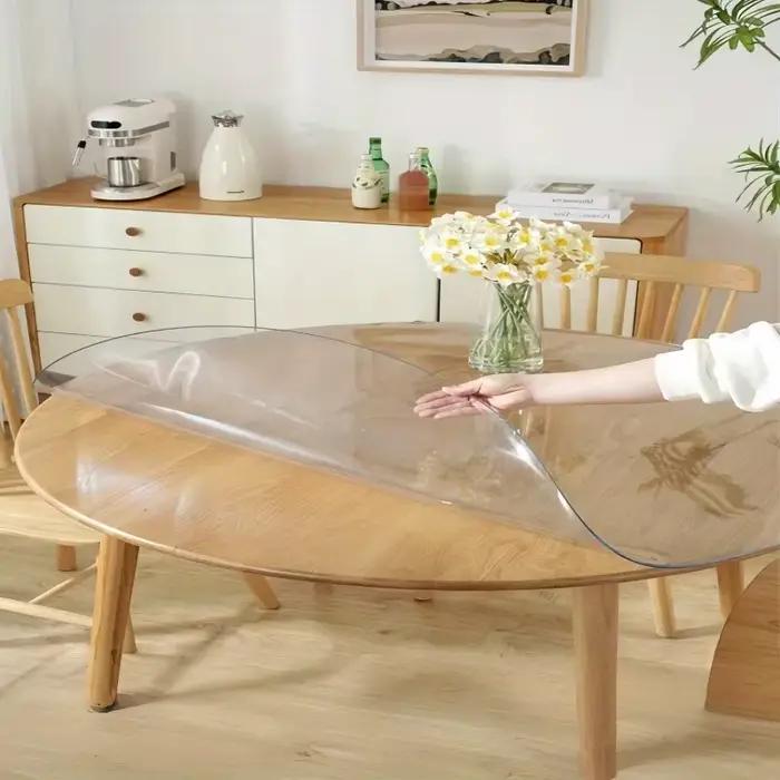 Nappe ronde transparente en PVC 120/130/140cm, nappe de table à manger transparente, imperméable, résistante à l'huile, protection de meubles en verre souple