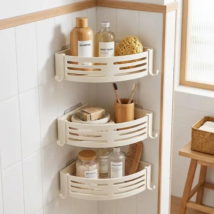 Étagère de rangement murale blanche pour salle de bain