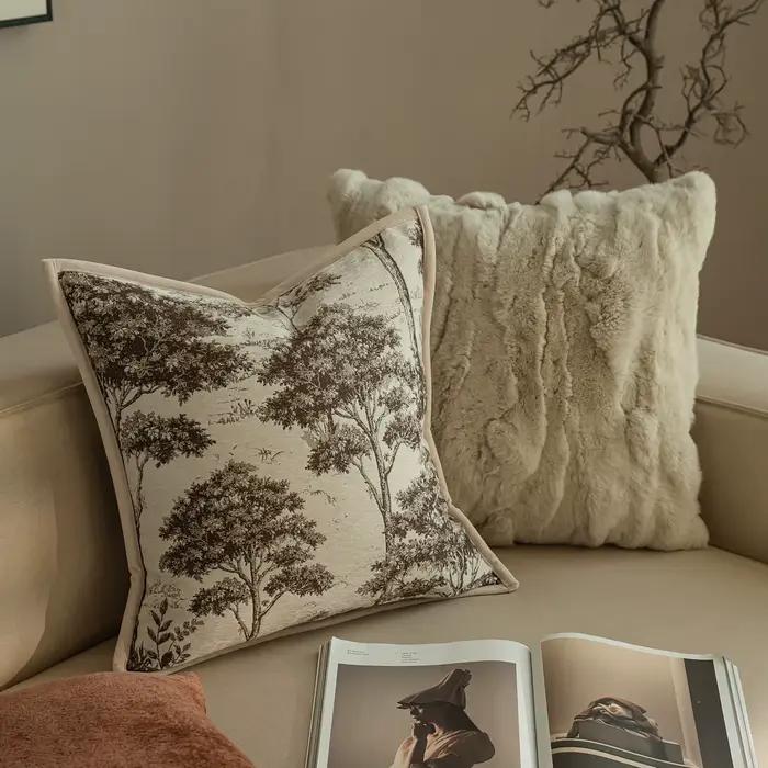 Housse de coussin de canapé de salon haut de gamme en chenille texturée