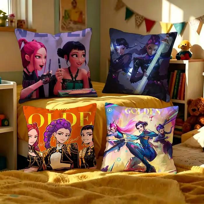 Housse de coussin Kpop D-demon Hunters, décoration de style farmhouse, housses de coussin décoratives pour canapé