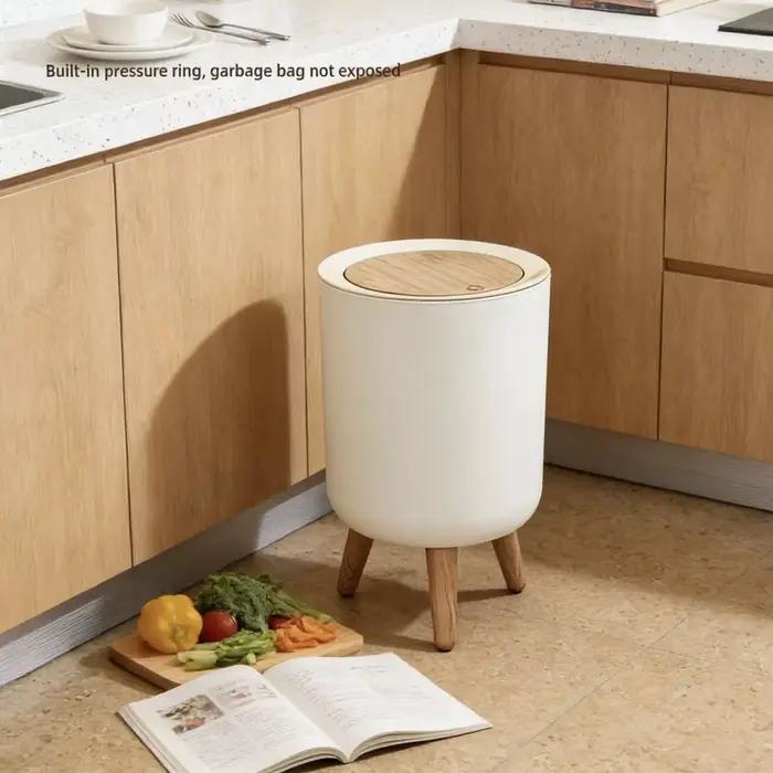 Poubelle blanche moderne avec support poubelle de bureau Simple avec couvercle pour salon chambre cuisine salle de bains bureau carré rond