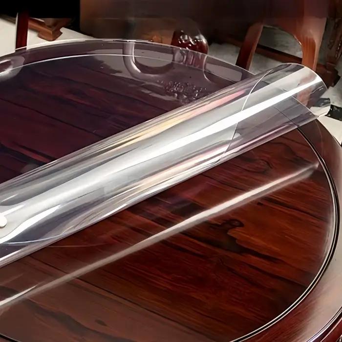 Nappe ronde transparente en PVC 120/130/140cm, nappe de table à manger transparente, imperméable, résistante à l'huile, protection de meubles en verre souple