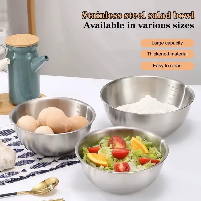 Ensemble de bols en acier inoxydable avec échelle graduée, pour la cuisson, la pâtisserie, le stockage des aliments, bols de mélange de grande capacité, essentiels pour la cuisine domestique, 1 pièce