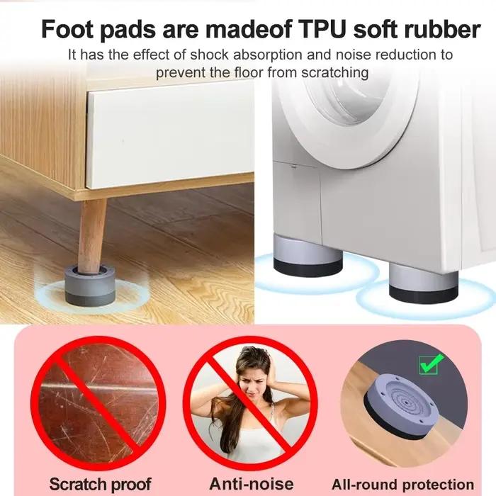 Coussinets de pieds Anti-Vibration, tapis en caoutchouc, silencieux, universel, pour Machine à laver, Support de réfrigérateur, amortisseurs, Support de lave-linge, 4 pièces/ensemble