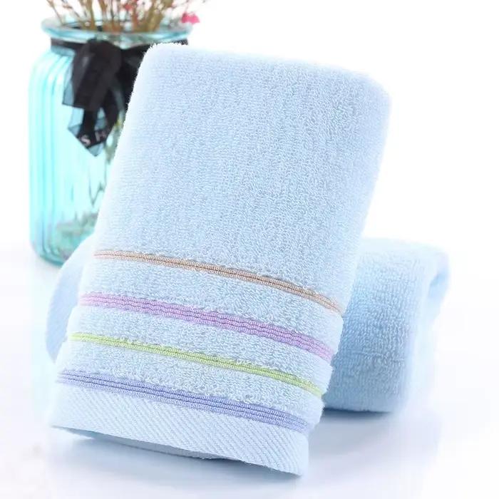 TILONDEX 1PC Serviette de toilette en coton 100% à fines rayures pastel macaron