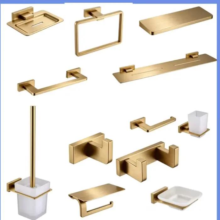 Ensemble d'accessoires de salle de bain de haute qualité : Porte-brosse WC, Porte-papier toilette, Porte-serviettes, Porte-savon, Crochets et Fixations