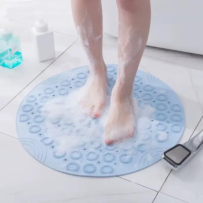 Tapis de bain rond avec trou de vidange