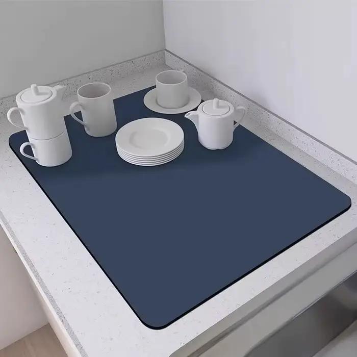 Tapis absorbant pour comptoir de cuisine, pour Bar, tasse, bol, tapis de séchage, comptoir de thé, évier de lavage, boue de diatomée, tapis de vidange isolant