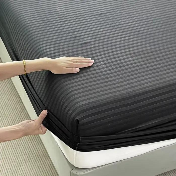 Drap-housse avec bande élastique, couleur unie, housse de matelas douce pour lit simple, double, king, queen, 90/120/140/150/160/180x200cm