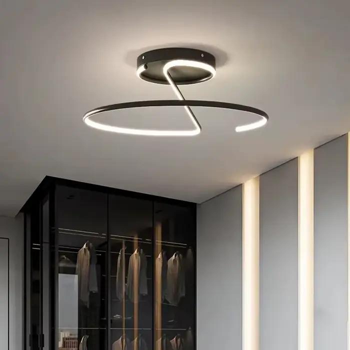 Lampe de salon, lustres LED, éclairage intérieur, luminaire de cuisine, lampes lustres, luminaire blanc chromé, décoration intérieure