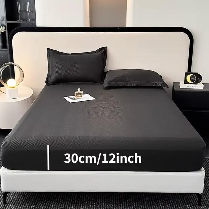 Nouvelle drap-housse en microfibre brossée gaufrée à poches profondes 360 ° Housse de matelas élastique tout autour