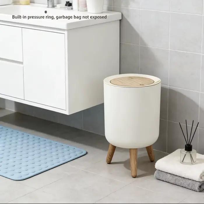 Poubelle blanche moderne avec support poubelle de bureau Simple avec couvercle pour salon chambre cuisine salle de bains bureau carré rond