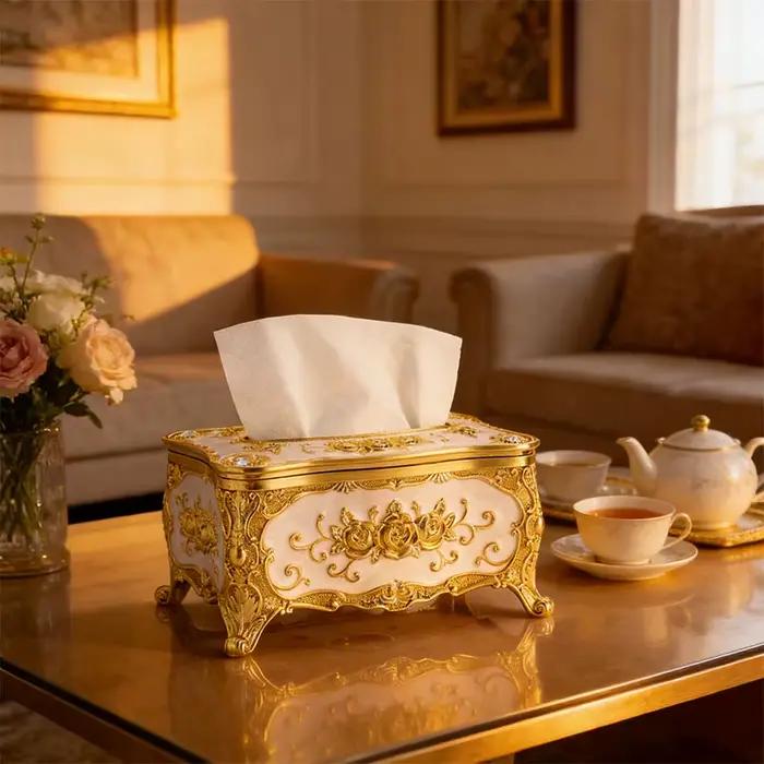 1 boîte à serviettes en papier à motif de roses