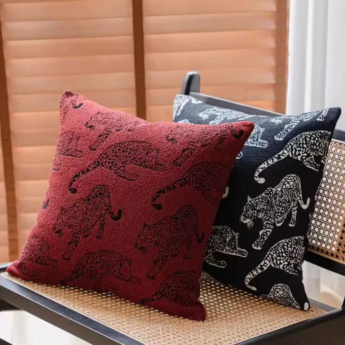 Housse de coussin Jacquard léopard Double face