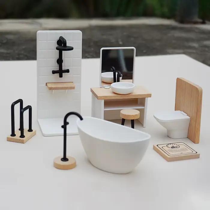 1/12 maison de poupée Simulation lavabo baignoire toilette modèle maison de poupée salle de bain décor maison de poupées Miniature meubles accessoires