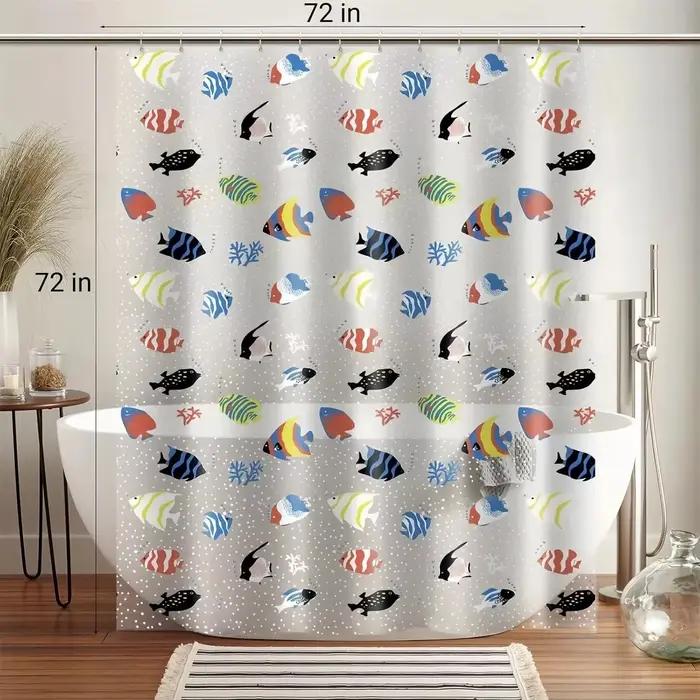 Rideau de douche à motif de poissons tropicaux