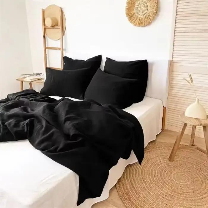 Home MER-Juste de couette en lin français lavé à la pierre
