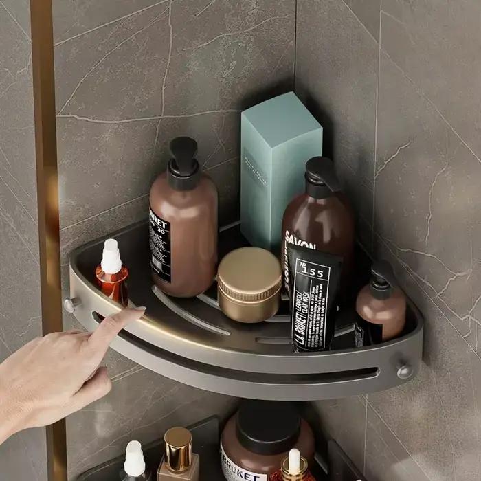 Étagère d'angle de douche à trois niveaux, sans clous, pour salle de bain, shampoing en plastique, rangement de fournitures de douche, accessoires de salle de bains
