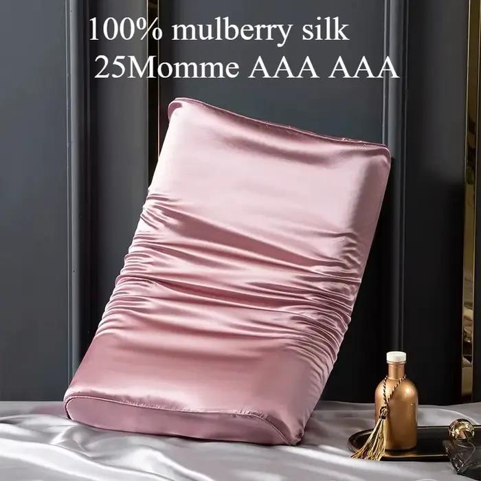 Taie d'oreiller 25 Momme 100 % soie de mûrier – Housse double face pour oreillers en latex et mousse à mémoire de forme (30 x 50 cm) – Grade 6A pour cheveux et peau