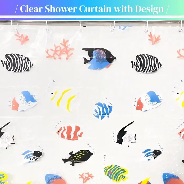 Rideau de douche à motif de poissons tropicaux