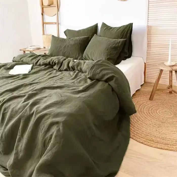 Home MER-Juste de couette en lin français lavé à la pierre