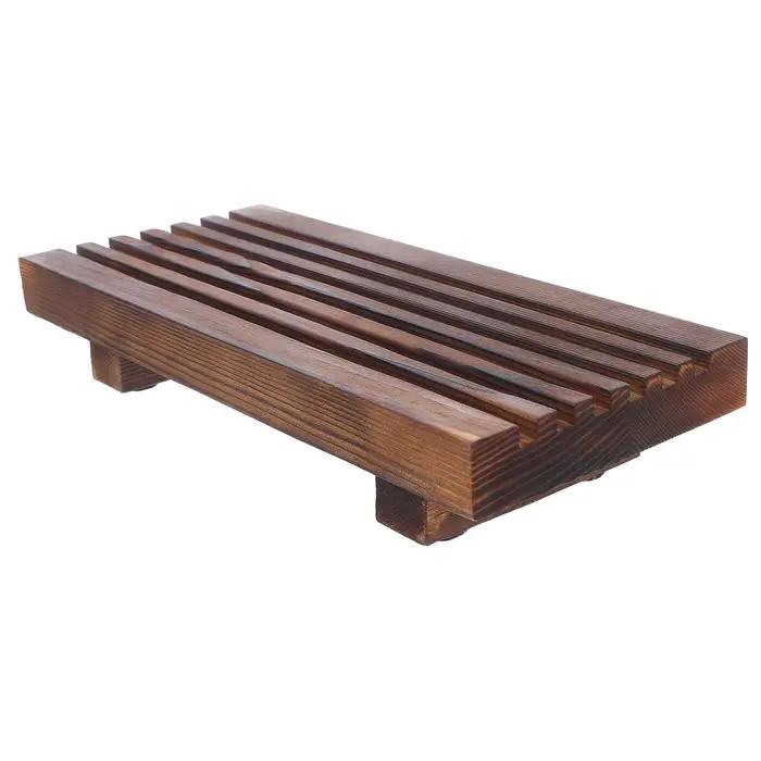 Plateau de salle de bain en bois, organisateur de comptoir 8,66x3,94 po, support de vanité rustique, rehausseur décoratif en bois, distributeur de savon pour évier