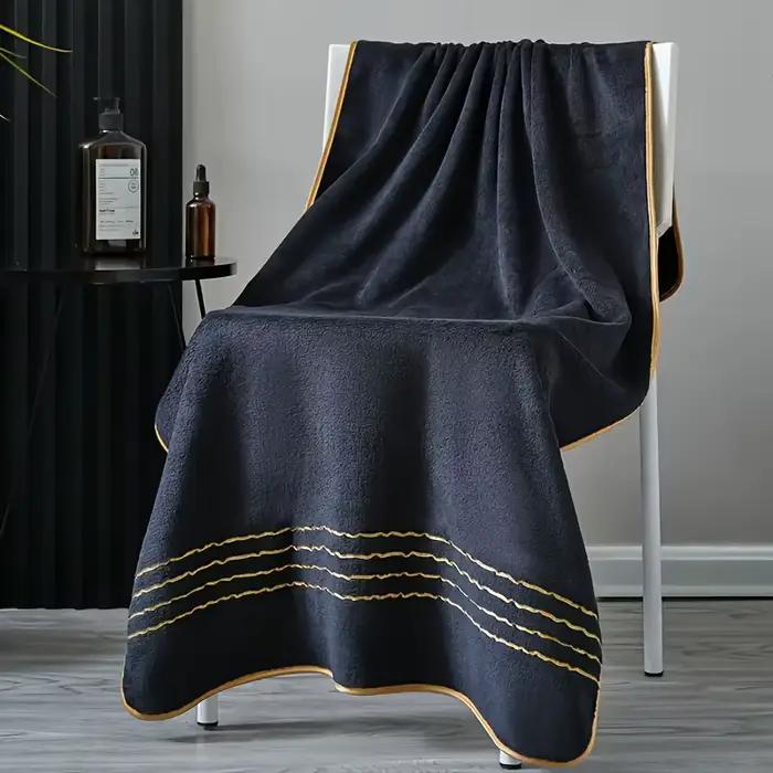 Ensemble de serviettes de bain multi-tailles (2/3/6/8 pièces) - Comprend des débarbouillettes, des serviettes à main et des serviettes de bain, blanc et gris avec bordure dorée, doux et absorbant