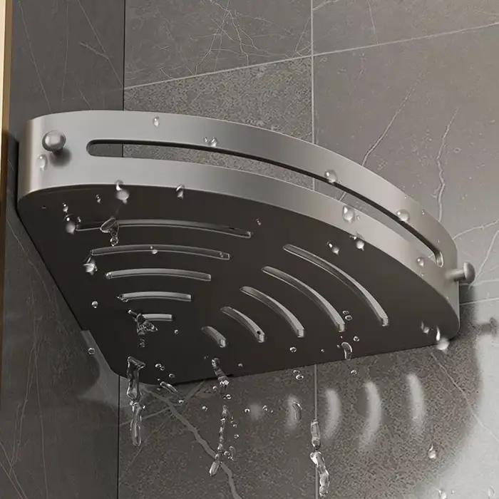 Étagère d'angle de douche à trois niveaux, sans clous, pour salle de bain, shampoing en plastique, rangement de fournitures de douche, accessoires de salle de bains