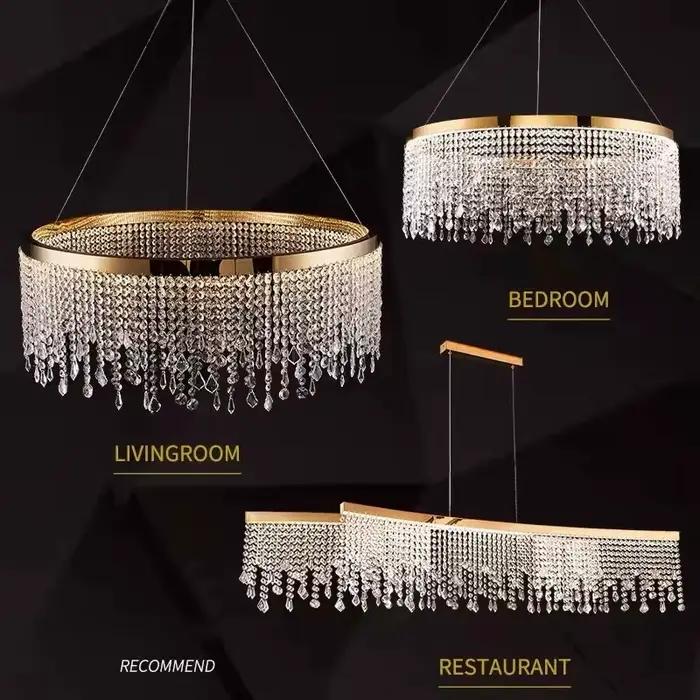 Plafonnier LED suspendu en cristal au design nordique moderne, luminaire décoratif d'intérieur, idéal pour un salon ou une salle à manger