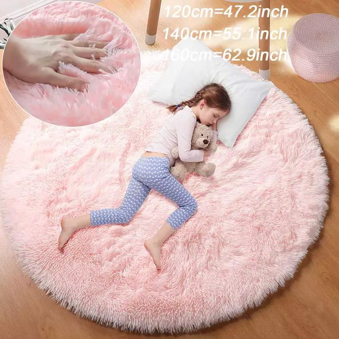 100/120/140/160 tapis rond moelleux doux tapis pour enfants filles chambre princesse château peluche Shag tapis mignon cercle chambre décor