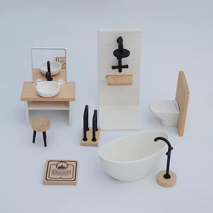 1/12 maison de poupée Simulation lavabo baignoire toilette modèle maison de poupée salle de bain décor maison de poupées Miniature meubles accessoires