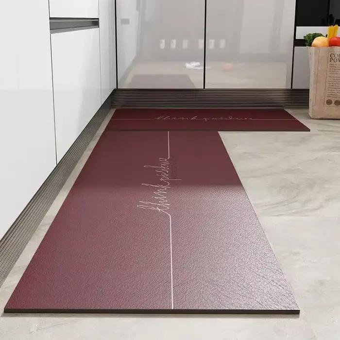 Tapis de cuisine en vinyle imperméable en Pvc, tapis de sol en cuir, décoration de la maison, zone antidérapante, tapis de pied résistant à l'huile