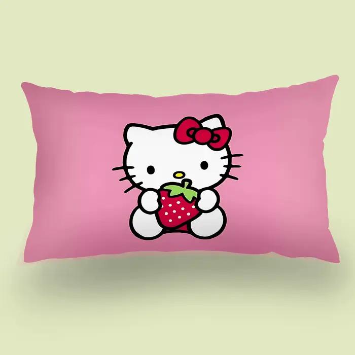 Dessin animé mignon Hello Kitty taies d'oreiller dessin animé canapé décoratif maison Double face impression courte en peluche mignon housse de coussin