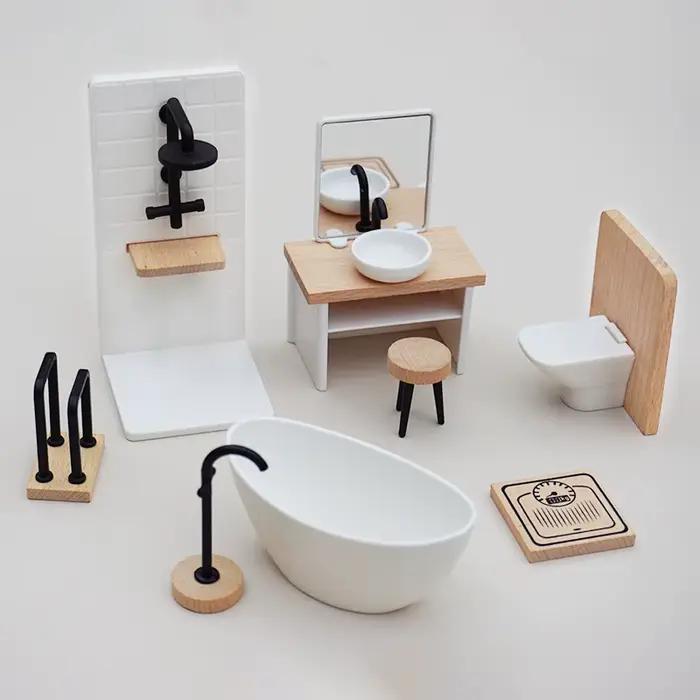 1/12 maison de poupée Simulation lavabo baignoire toilette modèle maison de poupée salle de bain décor maison de poupées Miniature meubles accessoires