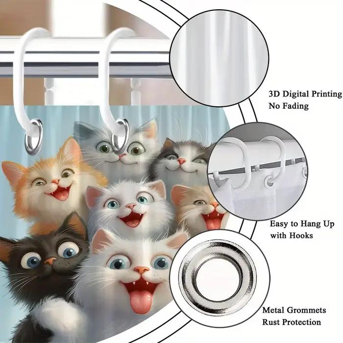 Adorable rideau de douche pour chats – 9 visages ludiques