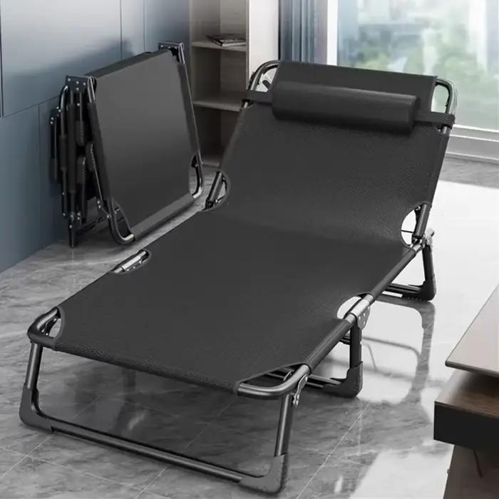Lit pliant portable d'extérieur et chaise longue avec appui-tête, mobilier de camping, léger et sans installation pour la plage et le bord de la piscine