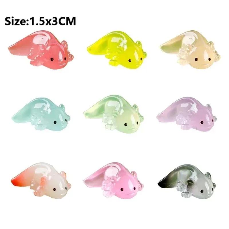 Mini salamandre lumineuse colorée Kawaii, 10 pièces, jolie petite Figurine Axolotls pour jardin, pay