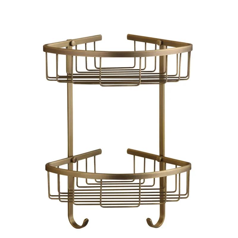 Mir de Rangement Antique en Bronze, Organisateur d'Angle de Salle de Bain, Douche, Shampoing